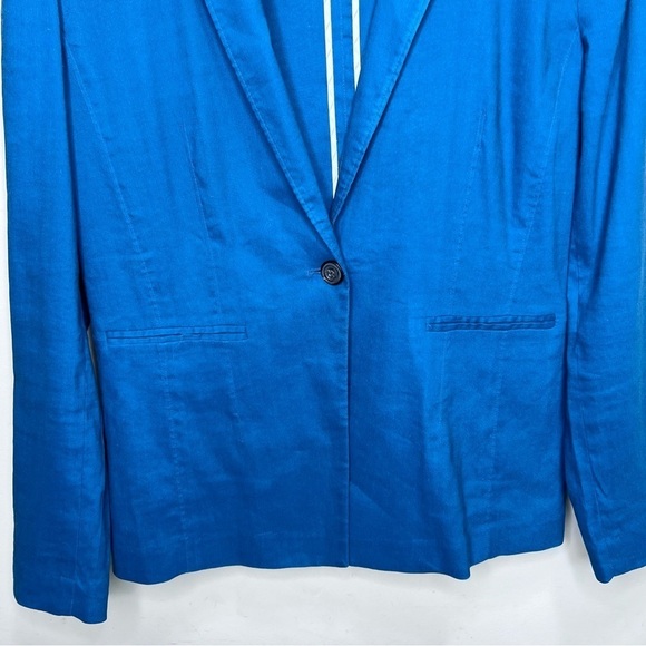 Halogen Blue Linen Lightweight Blazer Size Medium - Picture 2 of 11